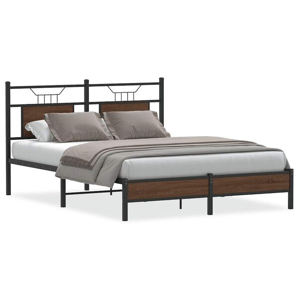 vidaXL Estructura de cama sin colchón madera marrón roble 137x190 cm