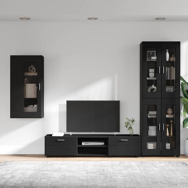 vidaXL Conjunto de mueble de TV FLORIN Negro Madera de ingenier&iacute;a