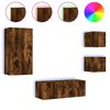 vidaXL Muebles TV pared con LED 5 pzas madera ingenier&iacute;a roble ahumado