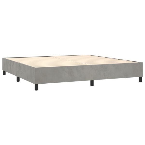 vidaXL Cama box spring con colch&oacute;n terciopelo gris claro 200x200 cm