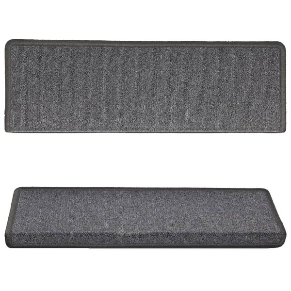 vidaXL Alfombrillas para escaleras 15 unidades 65x21x4 cm Gris oscuro Borde rectangular