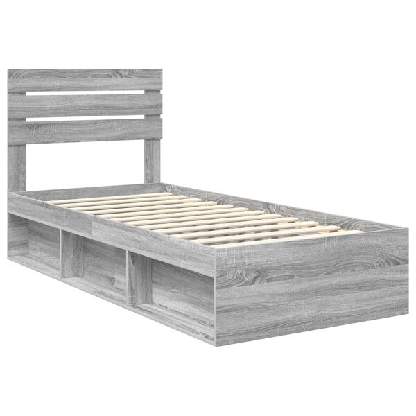vidaXL Estructura de cama con cabecera Gris Sonoma 90 x 200 cm