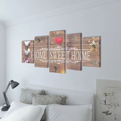 Set decorativo de lienzos para pared Home sweet home 200x100cm