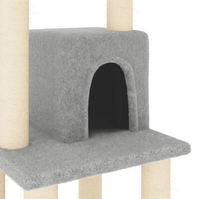 vidaXL Rascador para gatos con postes de sisal gris claro 105 cm