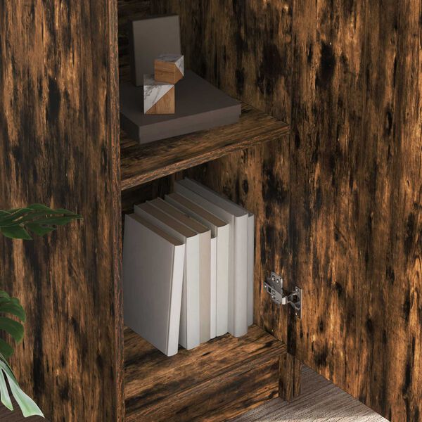 vidaXL Escritorio 2 pcs Roble ahumado