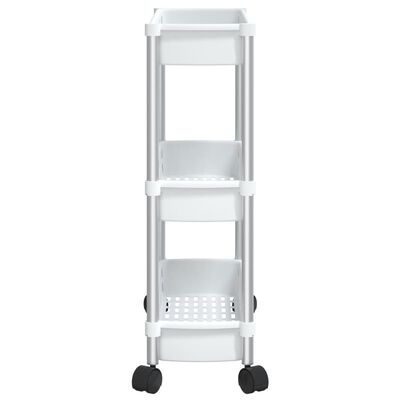 vidaXL Carrito de almacenaje de 3 alturas aluminio plateado y blanco