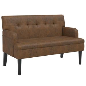 vidaXL Banco con respaldo ante sint&eacute;tico marr&oacute;n 112x65,5x75 cm