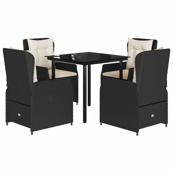 vidaXL Set de muebles jard&iacute;n 5 pzas con cojines rat&aacute;n sint&eacute;tico negro