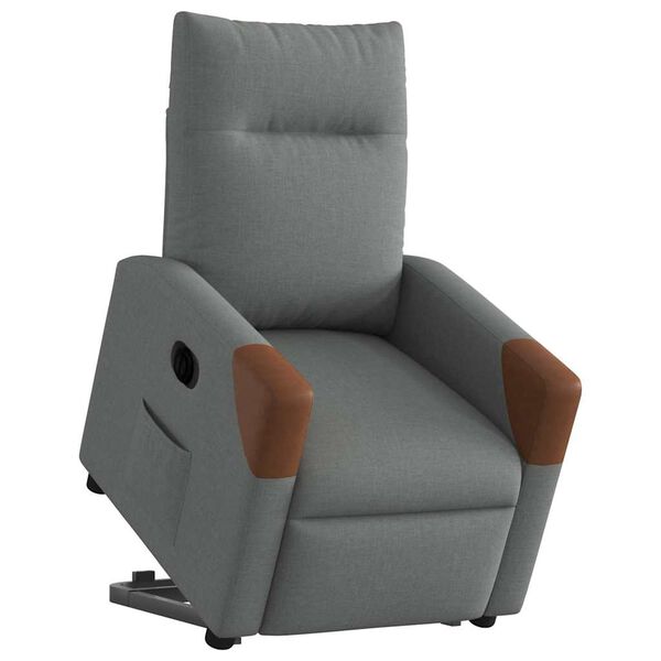 vidaXL Sillón eléctrico reclinable elevable de tela gris oscuro
