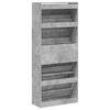 vidaXL Mueble zapatero 4 cajones abatibles gris hormig&oacute;n 80x34x187,5cm