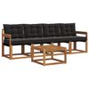 vidaXL Conjunto de sof&aacute;s de exterior con coj&iacute;n 5 pcs Natural y negro