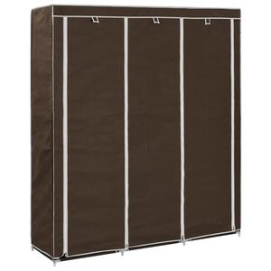 vidaXL Armario con compartimentos y varillas tela marr&oacute;n 150x45x175 cm