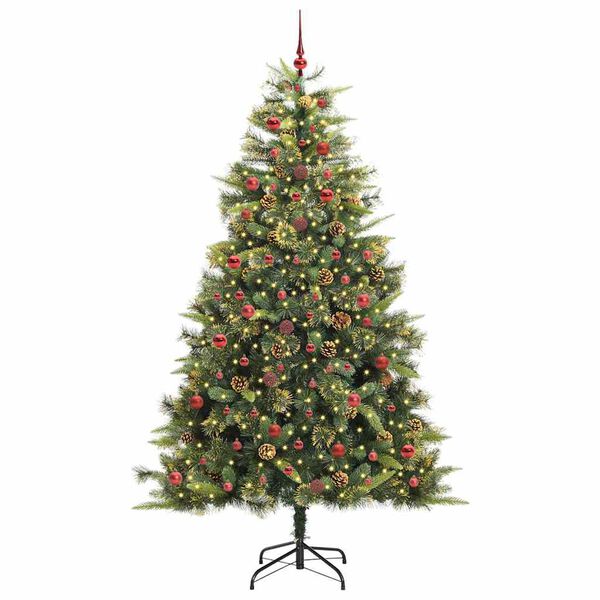 vidaXL &Aacute;rbol de Navidad artificial con ramas plegables y conos 240 cm