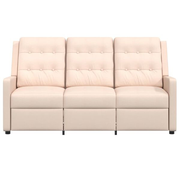 vidaXL Sill&oacute;n reclinable de masaje de 3 plazas tela crema