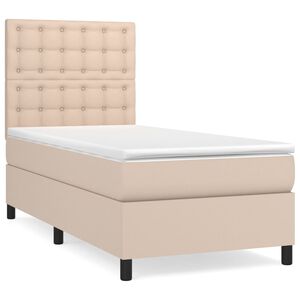 vidaXL Cama box spring con colch&oacute;n cuero sint&eacute;tico capuchino 90x190 cm