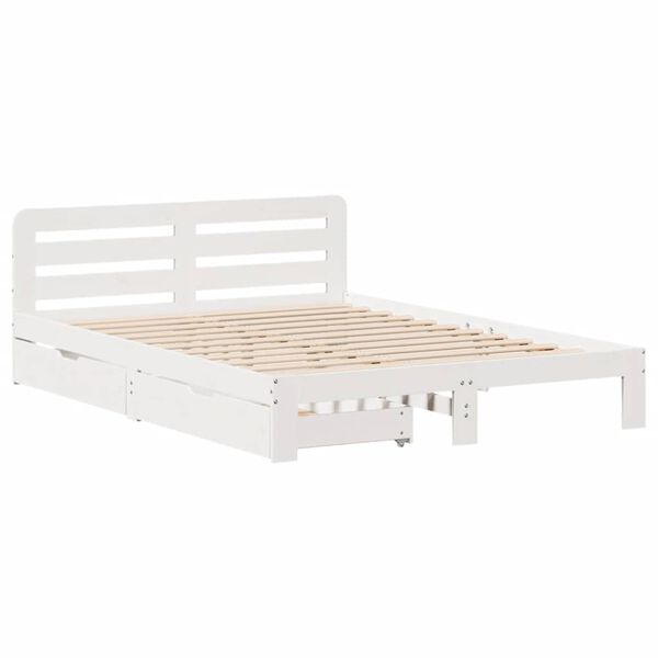 vidaXL Estructura de cama sin colch&oacute;n madera de pino blanca 150x200 cm