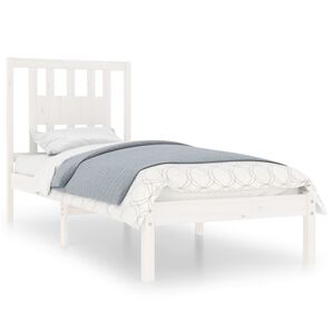 vidaXL Estructura de cama individual sin colch&oacute;n madera maciza blanco