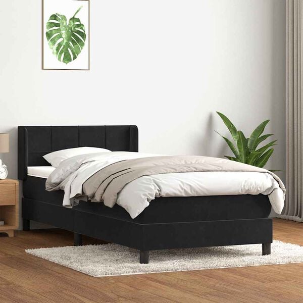 vidaXL Cama box spring con colch&oacute;n cuero sint&eacute;tico negro 80x220 cm