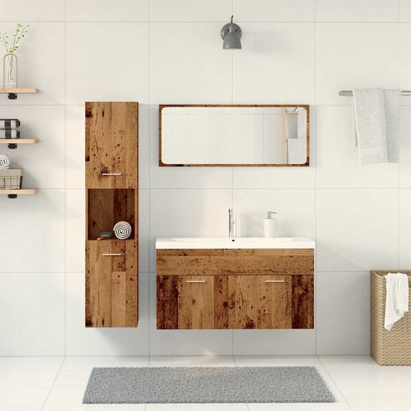 vidaXL Juego de muebles de ba&ntilde;o 5 piezas madera ingenier&iacute;a envejecida