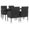 vidaXL Juego de comedor de jard&iacute;n 5 pzas rat&aacute;n sint&eacute;tico y acero negro