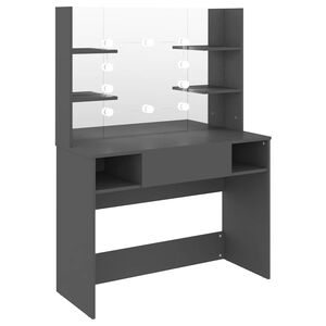 vidaXL Tocador de maquillaje con luces LED MDF gris 100x40x135 cm