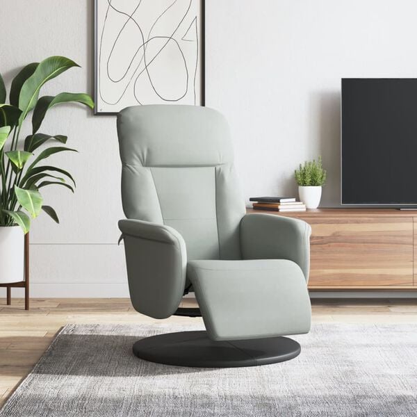 vidaXL Sill&oacute;n reclinable con reposapi&eacute;s terciopelo gris claro