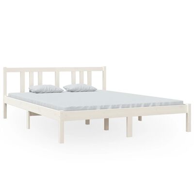 vidaXL Estructura de cama madera maciza blanco tamaño king 150x200 cm