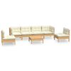vidaXL Muebles de jard&iacute;n 7 pzas y cojines madera maciza de pino crema