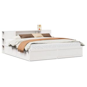 vidaXL Estructura de cama sin colch&oacute;n madera maciza blanca 200x200 cm