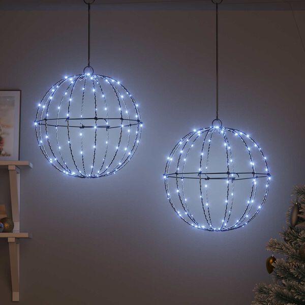 vidaXL Bola con 192 LED 2 pcs fr&iacute;o 40,5 x 40,5 x 42 cm Metal