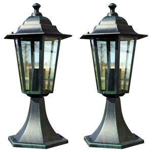 vidaXL L&aacute;mpara de jard&iacute;n 2 uds aluminio verde oscuro/negro