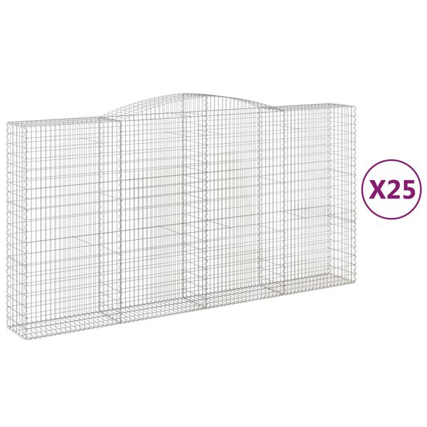 vidaXL Cestas de gaviones 25 uds forma de arco hierro 400x50x200/220cm