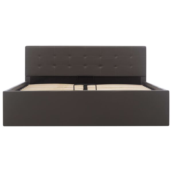 vidaXL Cama canap&eacute; hidr&aacute;ulica cuero sint&eacute;tico gris 140x200 cm