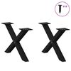 vidaXL Patas para mesa de centro en forma de X (2 unidades), color negro, 50 x (30-31) cm, acero
