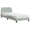 vidaXL Cama con colch&oacute;n Dover terciopelo gris claro 90x200 cm