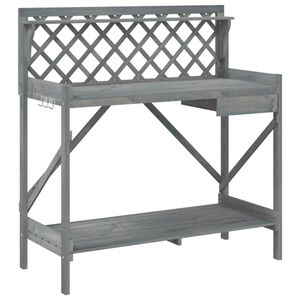 vidaXL Banco para macetas con enrejado madera maciza de abeto gris