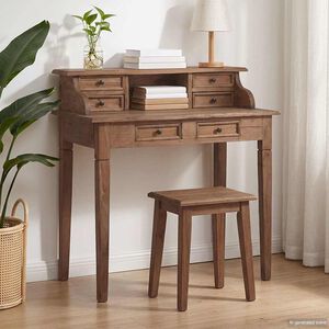 vidaXL Escritorio con cajones madera maciza de caoba 90x50x101 cm