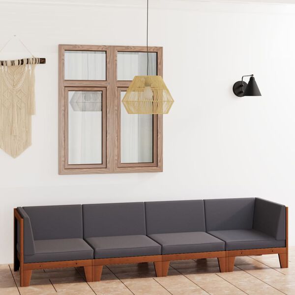 vidaXL Juego muebles de jard&iacute;n y cojines 4 pzas madera maciza acacia