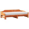 vidaXL Sofá cama nido madera maciza de pino marrón cera 80x200 cm