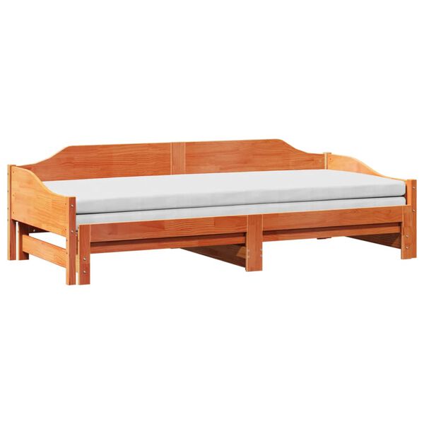 vidaXL Sofá cama nido madera maciza de pino marrón cera 80x200 cm