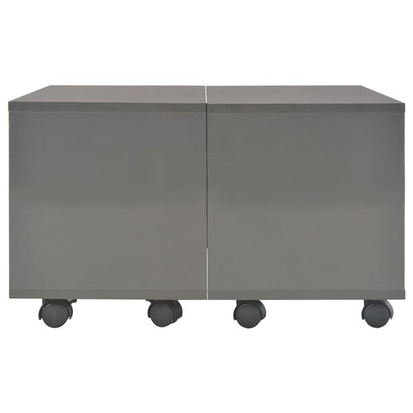 vidaXL Mesa de centro madera contrachapada gris brillante 60x60x35cm