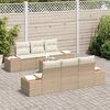 vidaXL Conjunto de sof&aacute;s de jard&iacute;n con coj&iacute;n 7 pcs Beige Polirat&aacute;n