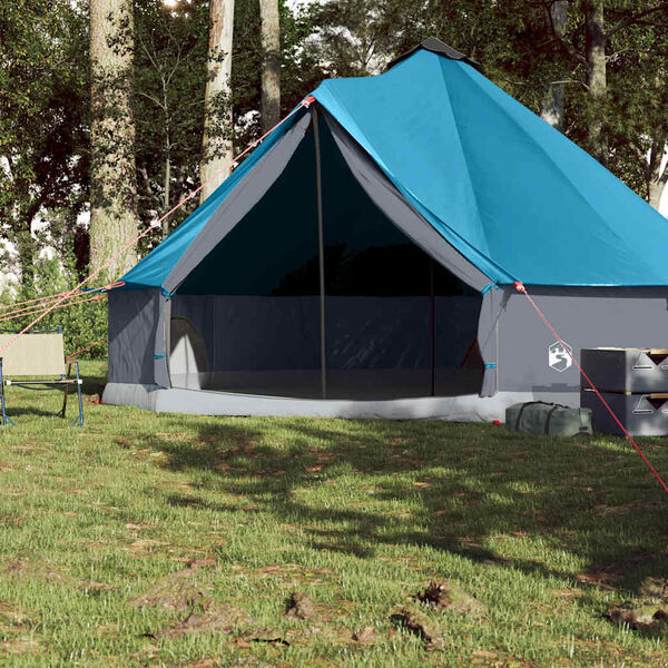 vidaXL Tienda de campa&ntilde;a familiar tipi 8 personas impermeable azul