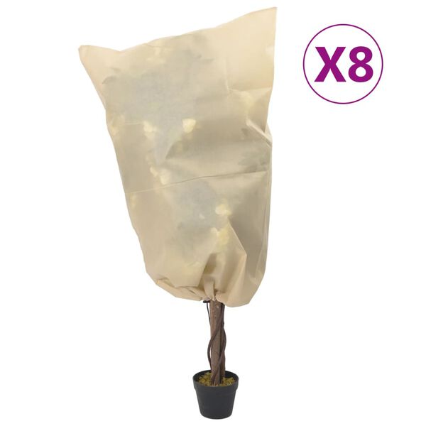 vidaXL Cubiertas para plantas con cord&oacute;n 8 uds 70 g/m&sup2; 0,8x0,8 m