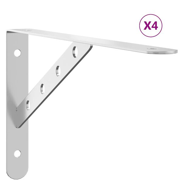 vidaXL Soportes de estante 4 uds acero inoxidable 30x2,5x15,5 cm
