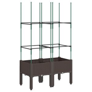 vidaXL Jardinera con enrejado PP marr&oacute;n 80x40x142,5 cm