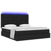 vidaXL Cama con tira de luces LED con cabecera Negro 180 x 200 cm tela