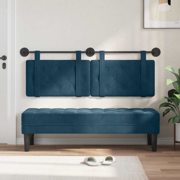 vidaXL Cabecera Colgante Azul 150 x 55 x 5 cm Terciopelo