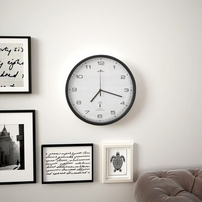 vidaXL Reloj radiocontrol de pared cuarzo blanco y negro 31 cm