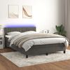 vidaXL Cama box spring colch&oacute;n y LED terciopelo gris oscuro 140x200 cm